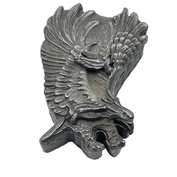 VINTAGE Torino Eagle Pewter Trinket Box Earrings & Brooch - Picture 1 of 10